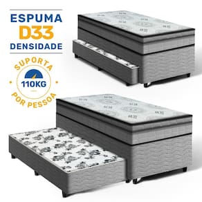 Cama Box com Colchão Espuma D33 Pillow In Anjos Ortosleep + Auxiliar de Espuma Unique Solteiro 88cm