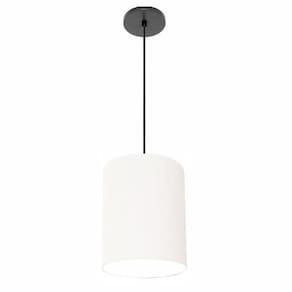 Luminária Pendente Vivare Free Lux Md-4103 Cúpula Em Tecido Branca Da Canopla Canopla Preta E Fio Preto