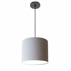 Luminária Pendente Vivare Free Lux Md-4105 Cúpula Em Tecido Rustico-cinza Da Canopla Canopla Preta E Fio Preto