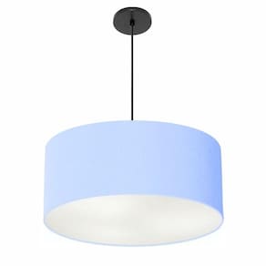 Pendente Cilíndrico Vivare Free Lux Md-4386 Cúpula Em Tecido Azul-bebê Da Canopla Canopla Preta E Fio Preto
