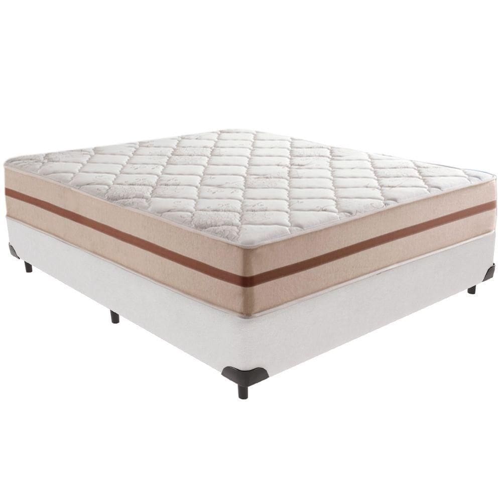 Cama Box Branco E Colchão Classic 22 Cm Molas Ensacadas Casal Anjos