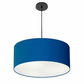 Pendente Cilíndrico Vivare Free Lux Md-4386 Cúpula Em Tecido Azul-marinho Da Canopla Canopla Preta E Fio Preto