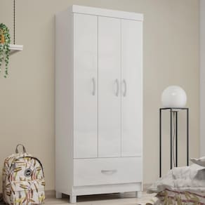 Guarda Roupa Solteiro 3 Portas E 1 Gaveta Realeza Branco