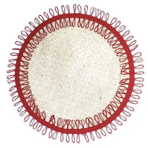 Kit 2 Sousplat Liz De Juta Sustentável Vermelho Ii 40cmx40cm vermelho