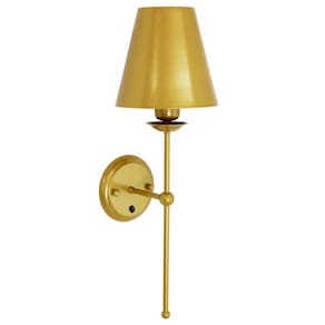Arandela Luminária Tocheiro Cúpula Metal Botão Dourado