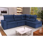 Sofá De Canto Amsterdam Azul Molas Retrátil Reclinável - King House