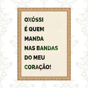 Quadro Moldura Dourada Oxóssi Frase 33X24Cm