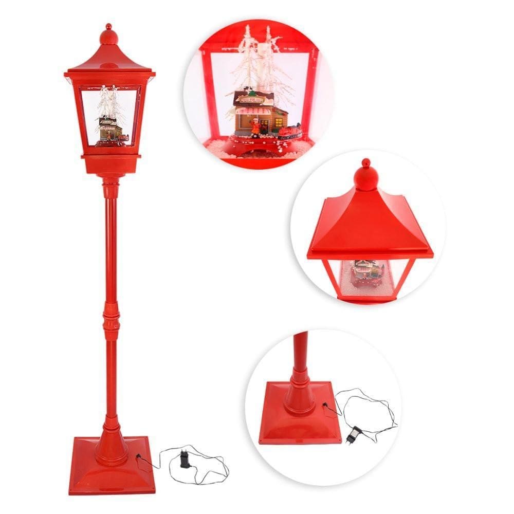 Poste Natalino Musical Bivolt 1,85M Luz E Neve - Vermelho