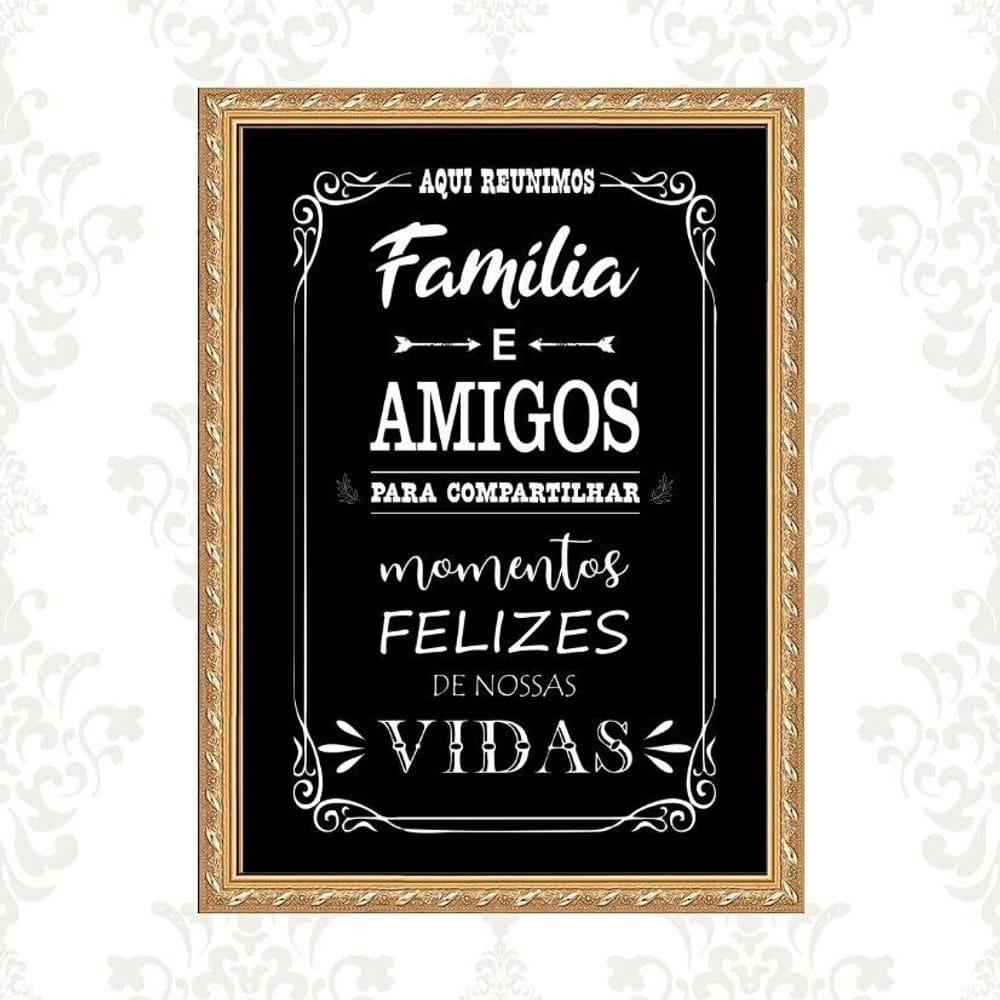 Quadro Moldura Dourada Área Gourmet 45X34Cm