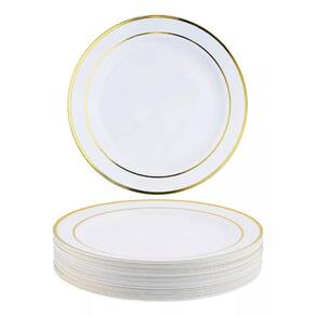 Kit 60 Pratos Sobremesa 19Cm Descartáveis Luxo Plástico Gold