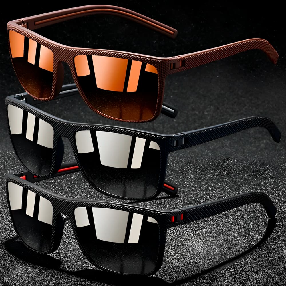 Óculos De Sol Masculino Moderno Texturizado Polarizado Com Proteção 400UV