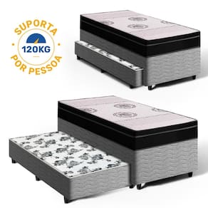 Cama Box com Colchão de Espuma Pillow In Orthoplus + Auxiliar de Espuma Unique Solteiro 88cm