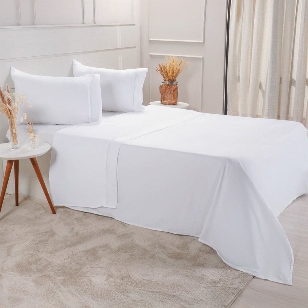 Jogo de Cama Solteiro Serenitá 3 Pçs Bordado Festonê 88x188x30cm