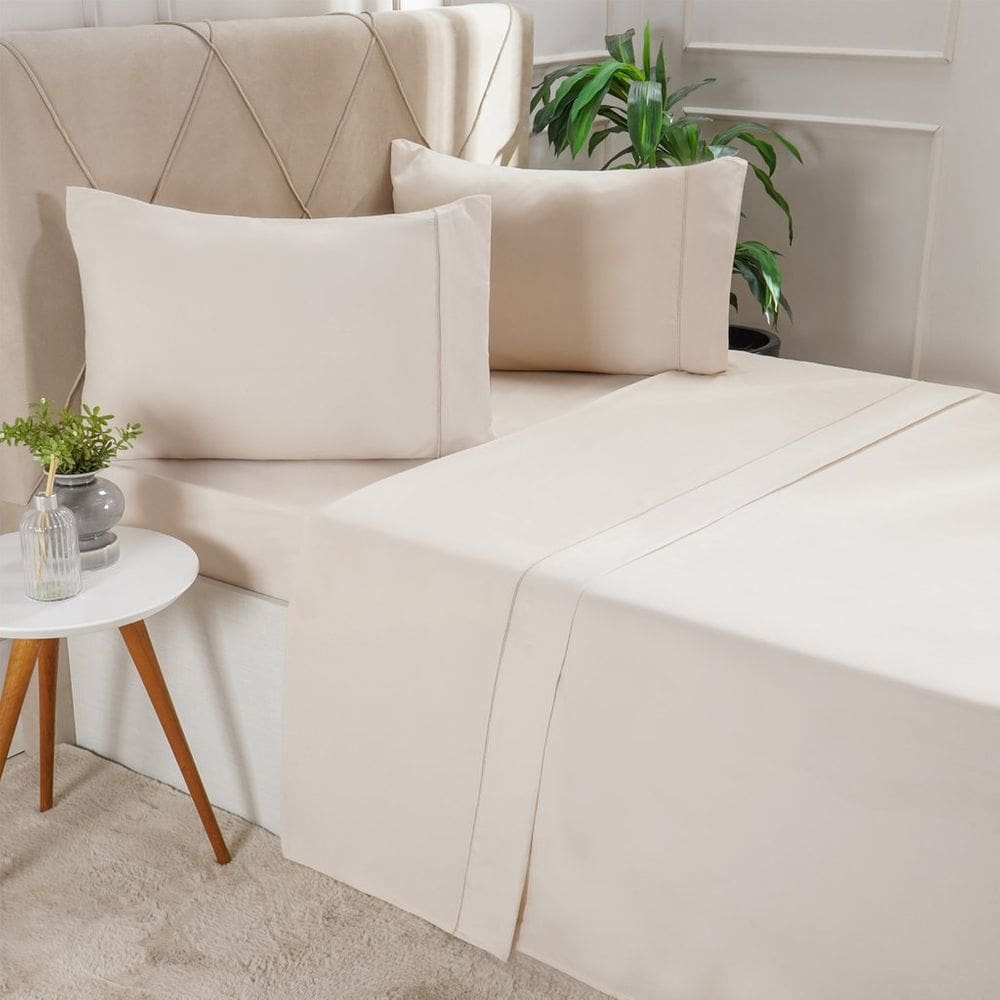 Jogo de Cama King Serenitá 4 Pçs Bordado Festonê 193x203x40cm