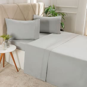 Jogo de Cama King Serenitá 4 Pçs Bordado Festonê 193x203x40cm