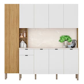 Cozinha Compacta Com Balcão 200cm Louvre K02 Freijó/Ártico - Mpozenato