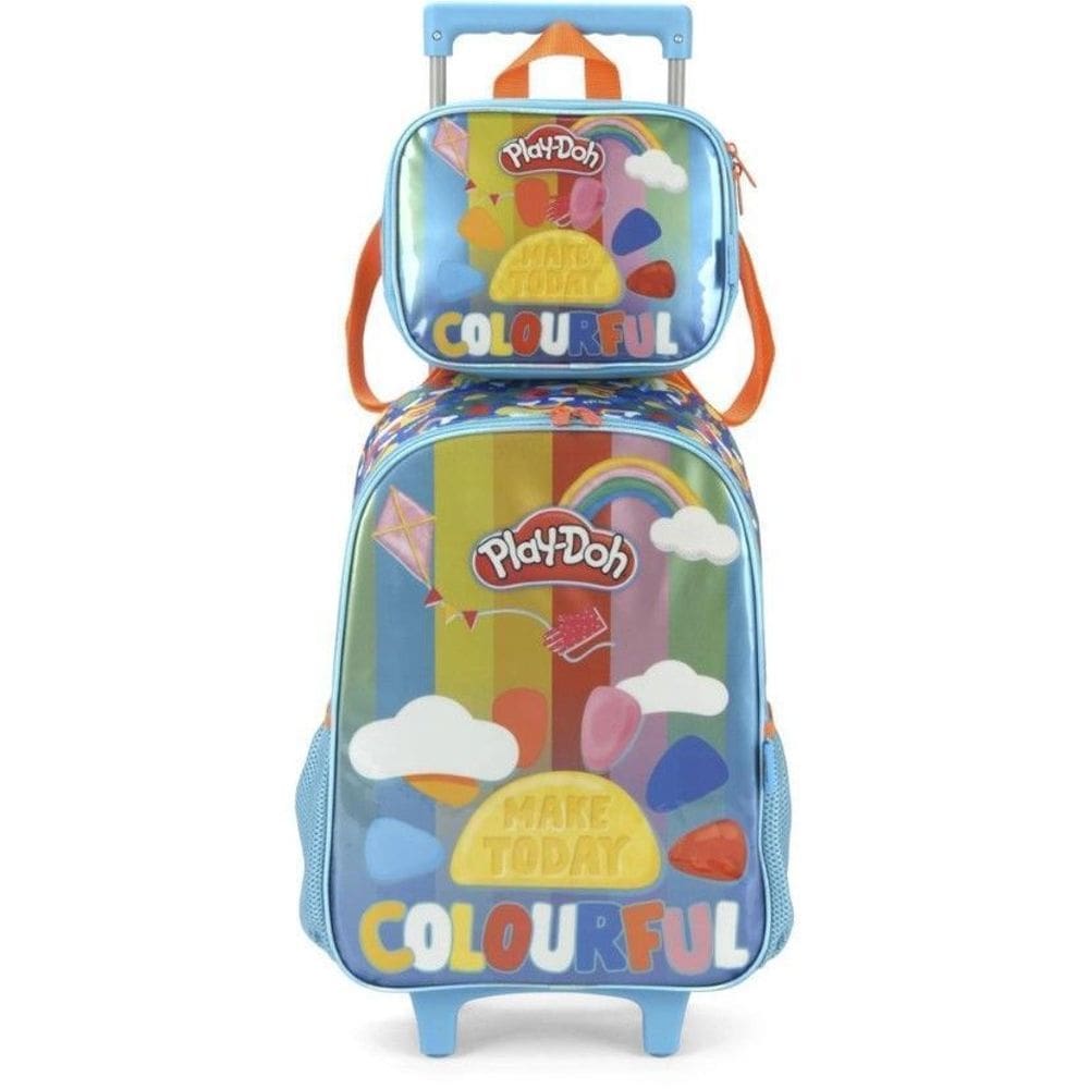 Kit Mochila De Rodinhas Lancheira Luxcel Play Doh