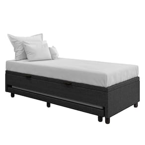 Bicama Box Baú Solteirão 96x188 cm Samy S05 Linho Preto - Mpozenato
