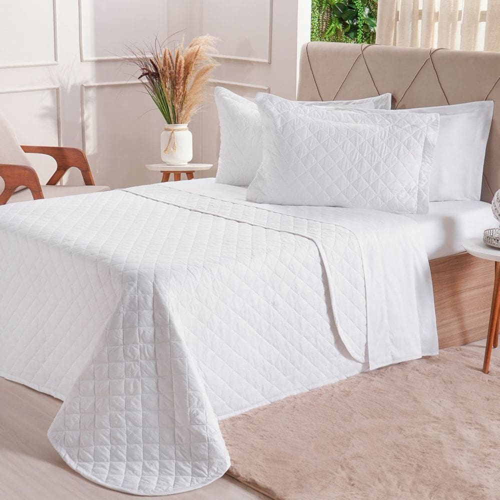 Kit Colcha King 200 Fios Lisa 260x280cm