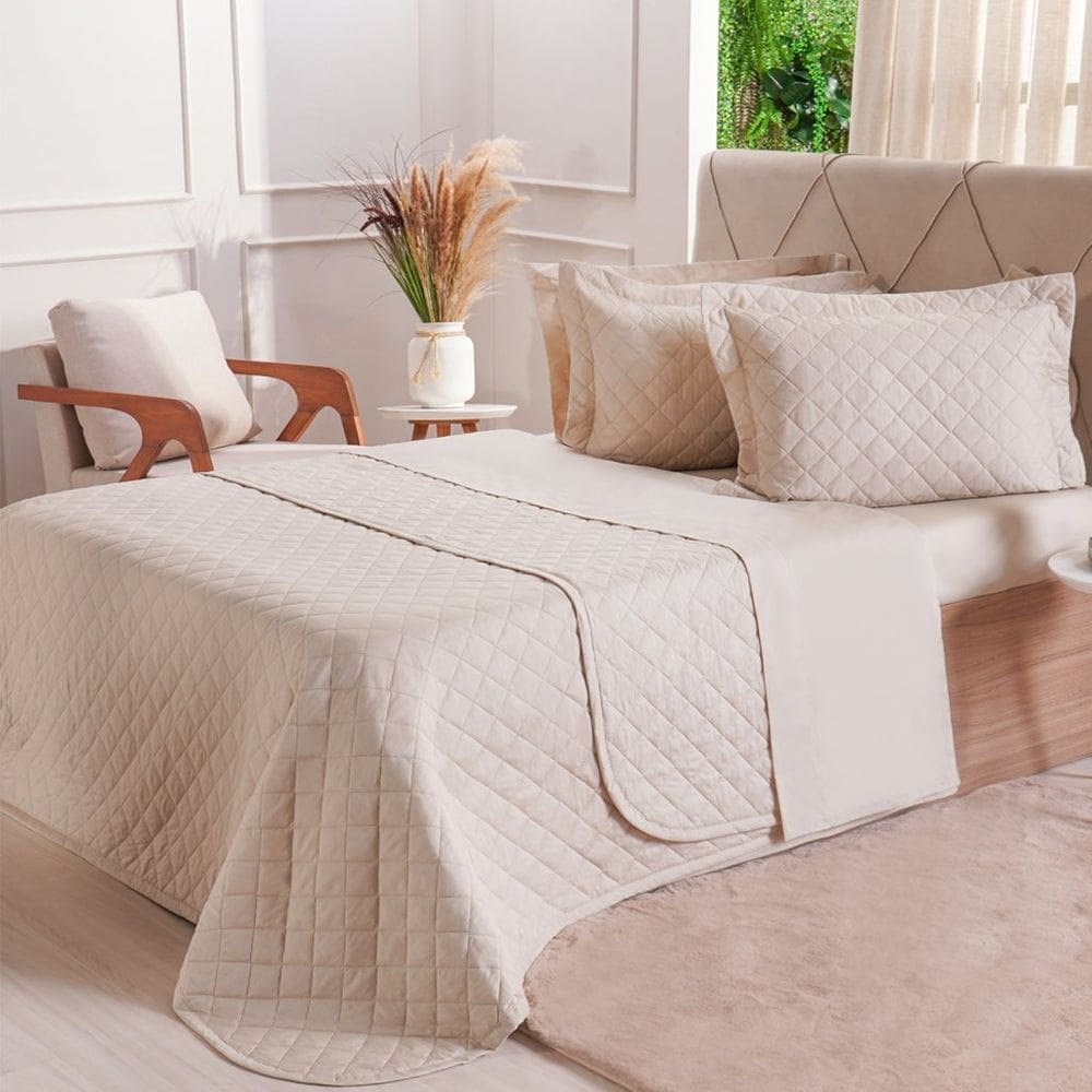 Kit Colcha King 200 Fios Lisa 260x280cm