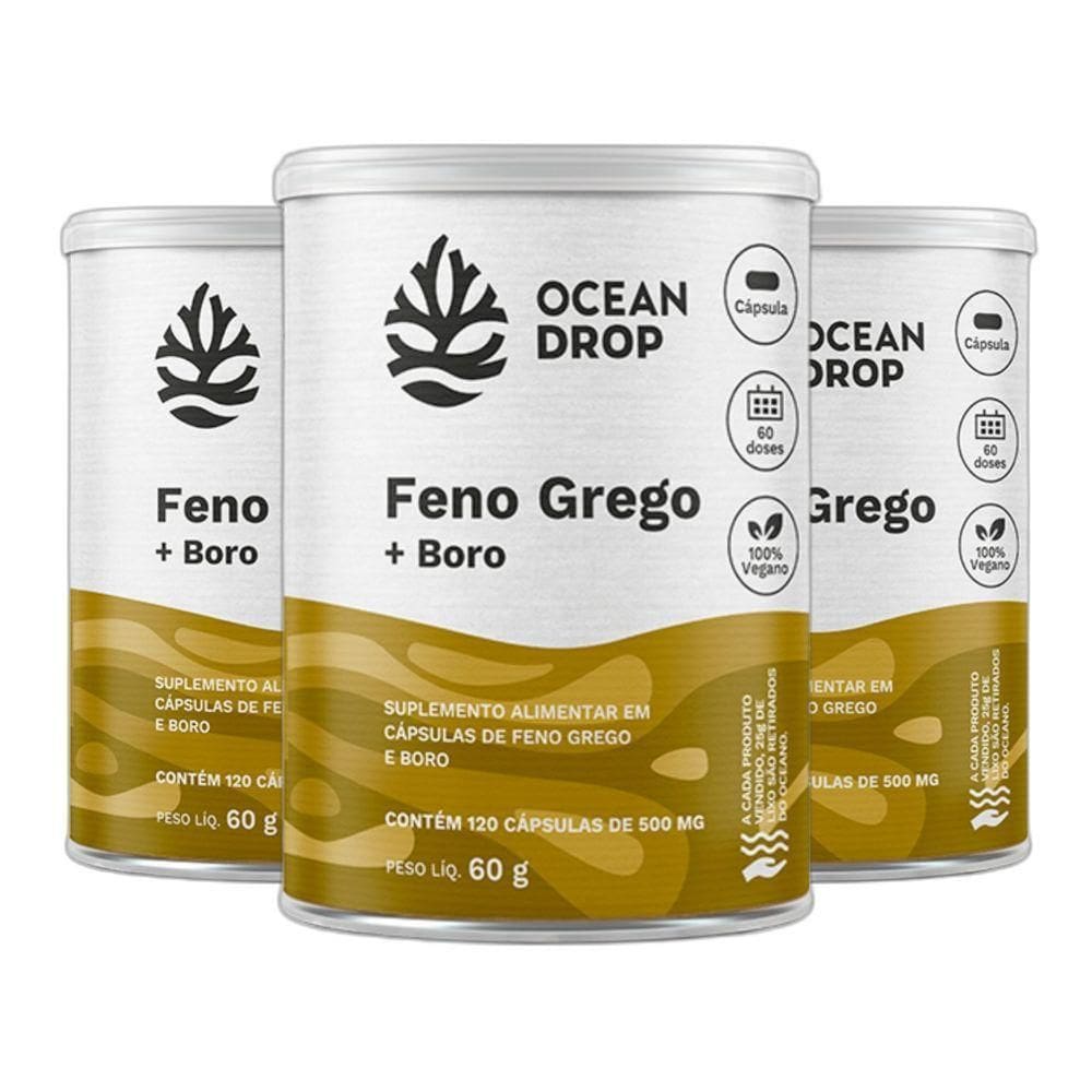Combo 3X Feno Boro Saponinas 120 Caps - Ocean Drop