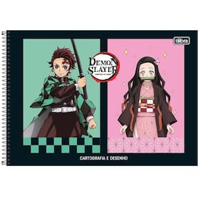 Caderno Desenho Cartográfia 80Fl Demon Slayer Irmãos Tilibra