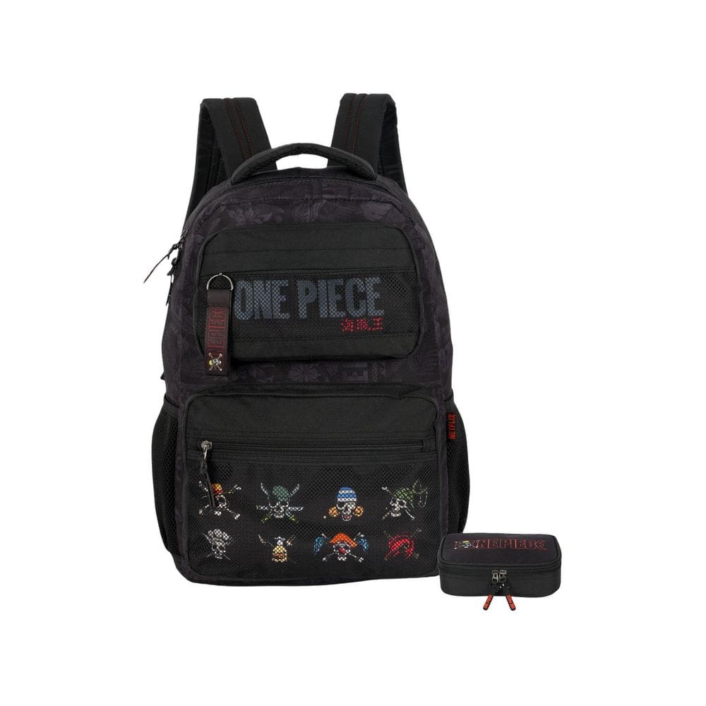 Kit Escolar Mochila Costas + Estojo Box One Piece - Preto