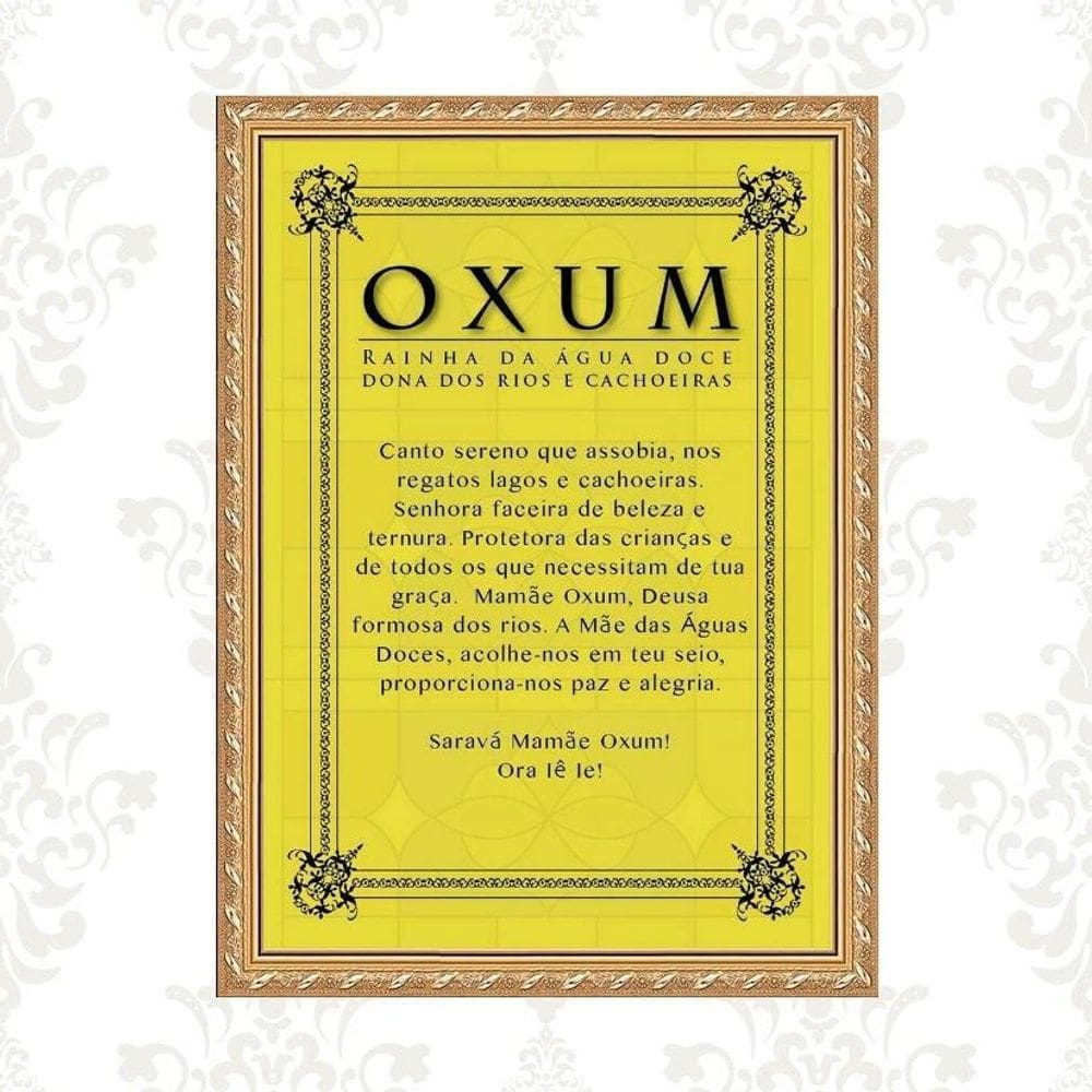 Quadro Moldura Dourada Oração Oxum 24X18Cm