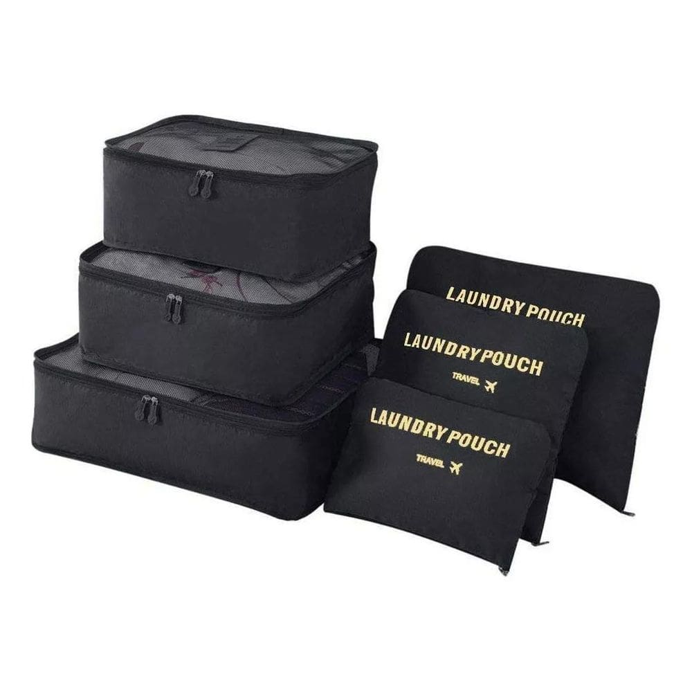 Conjunto 2 Kits Organizadores De Malas 6 Pcs Cada / Preto