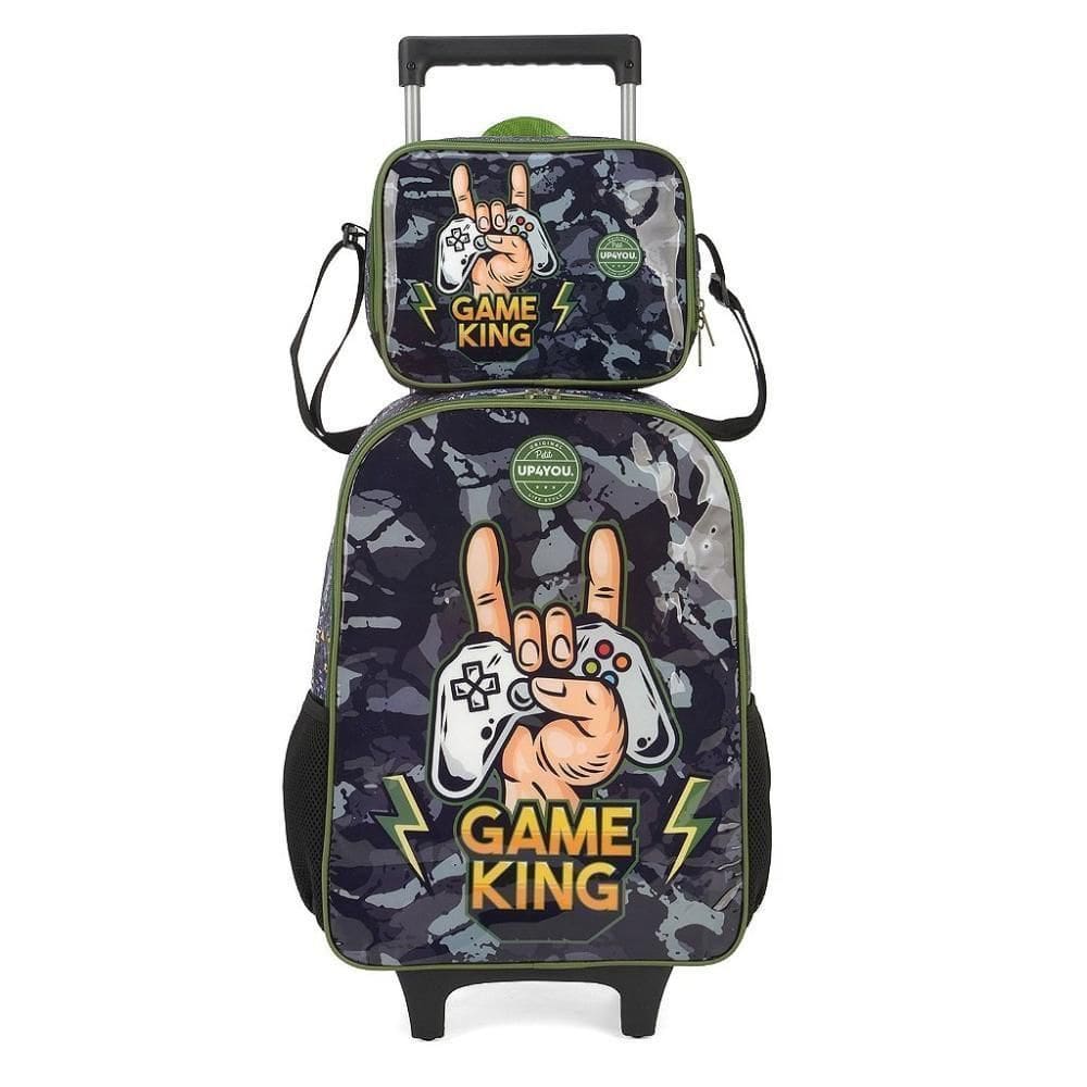 Mochila E Lancheira Up4you Com Rodinhas Verde