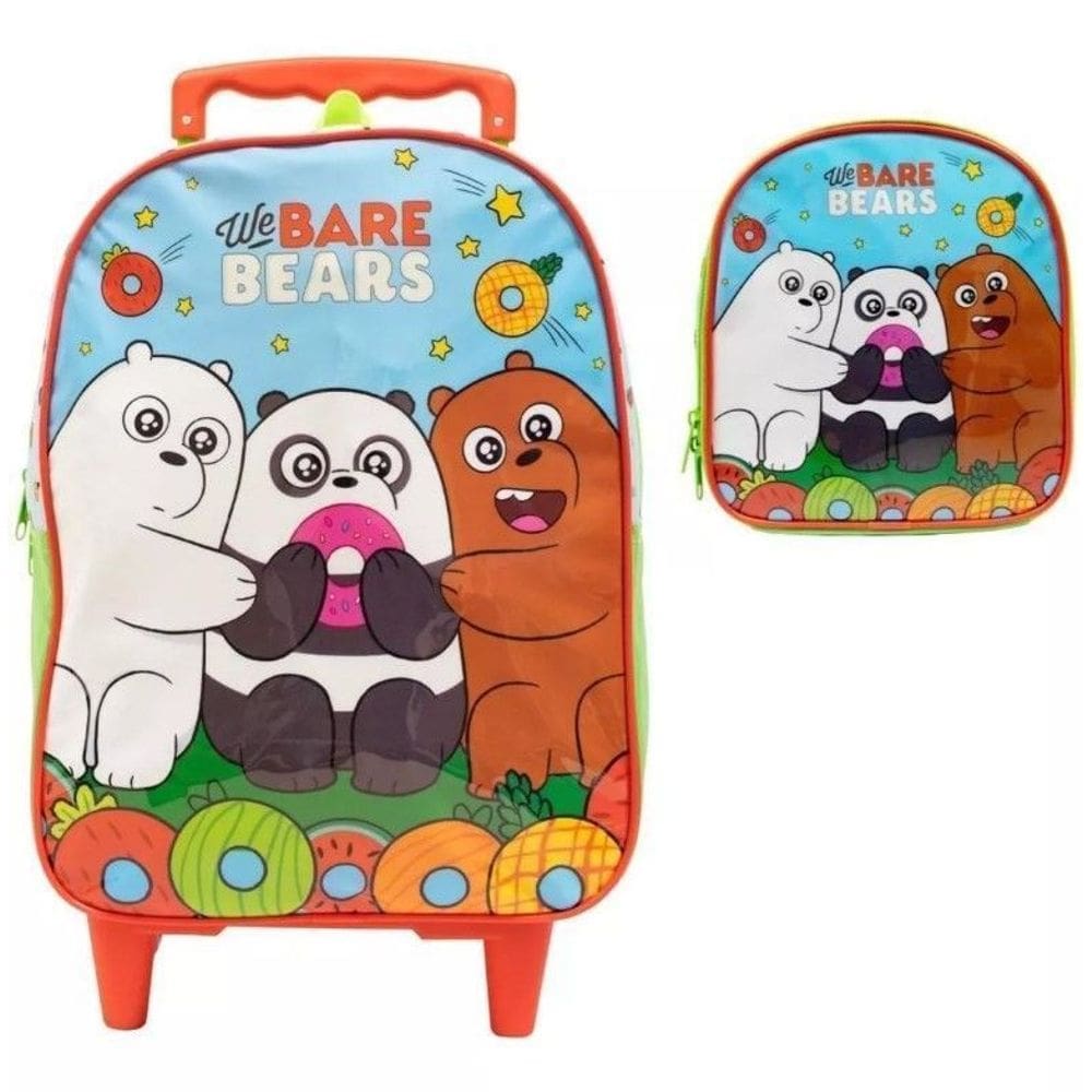Mochila De Rodinhas Urso Curso E Lancheira
