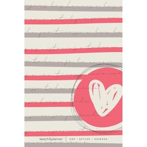 Sketch&Planner Caderno-Agenda - Coração Listrado - Ore, Estude, Desenhe