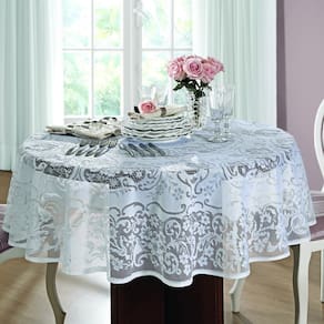 Toalha De Mesa Lepper Redonda 4 lugares Renda Rosas