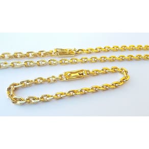 Corrente e pulseira 6mm masculina banhada a ouro 18k