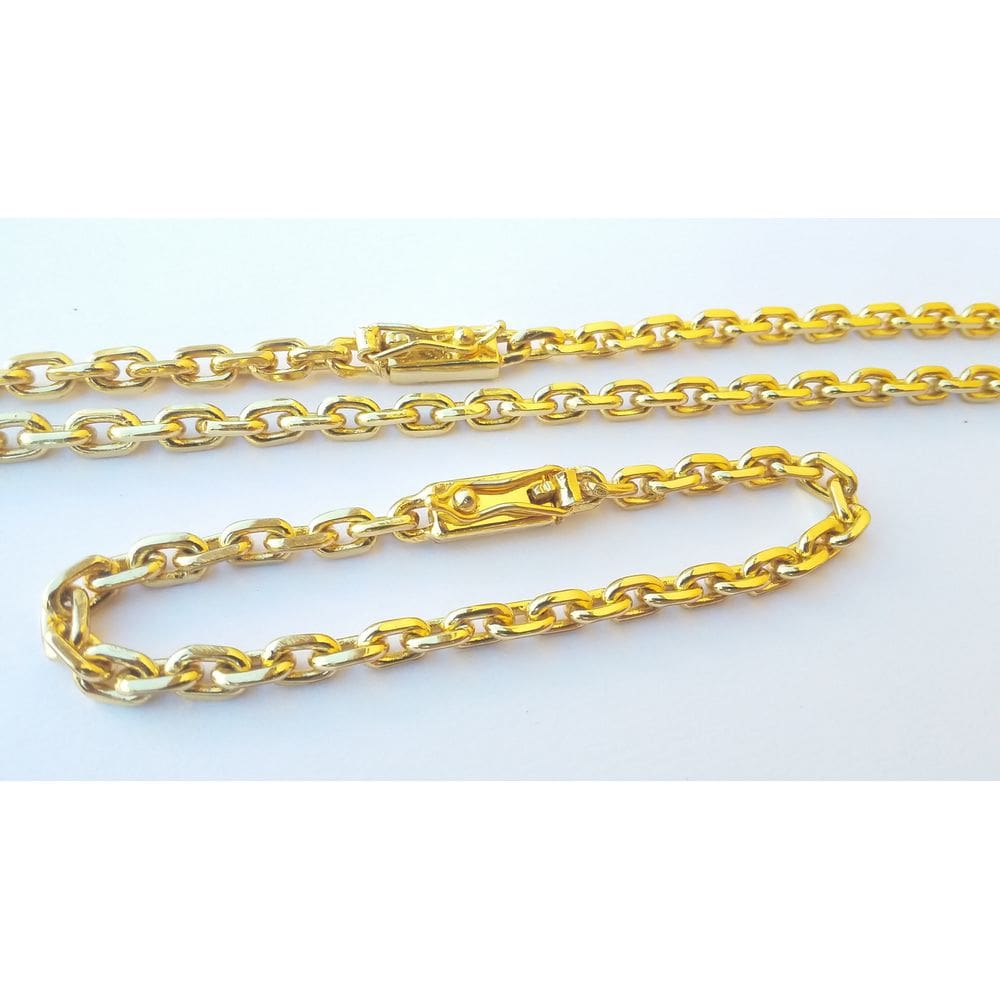 Corrente e pulseira 6mm masculina banhada a ouro 18k