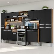 Armário de Cozinha Completa 325cm Rustic/Preto Emilly Madesa 02