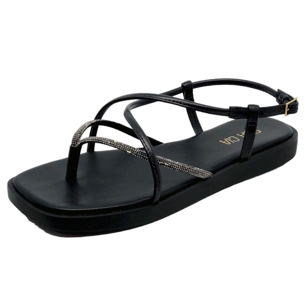 Sandalia Feminina Tiras Finas Brilho Flat Sua Cia 8341.15184