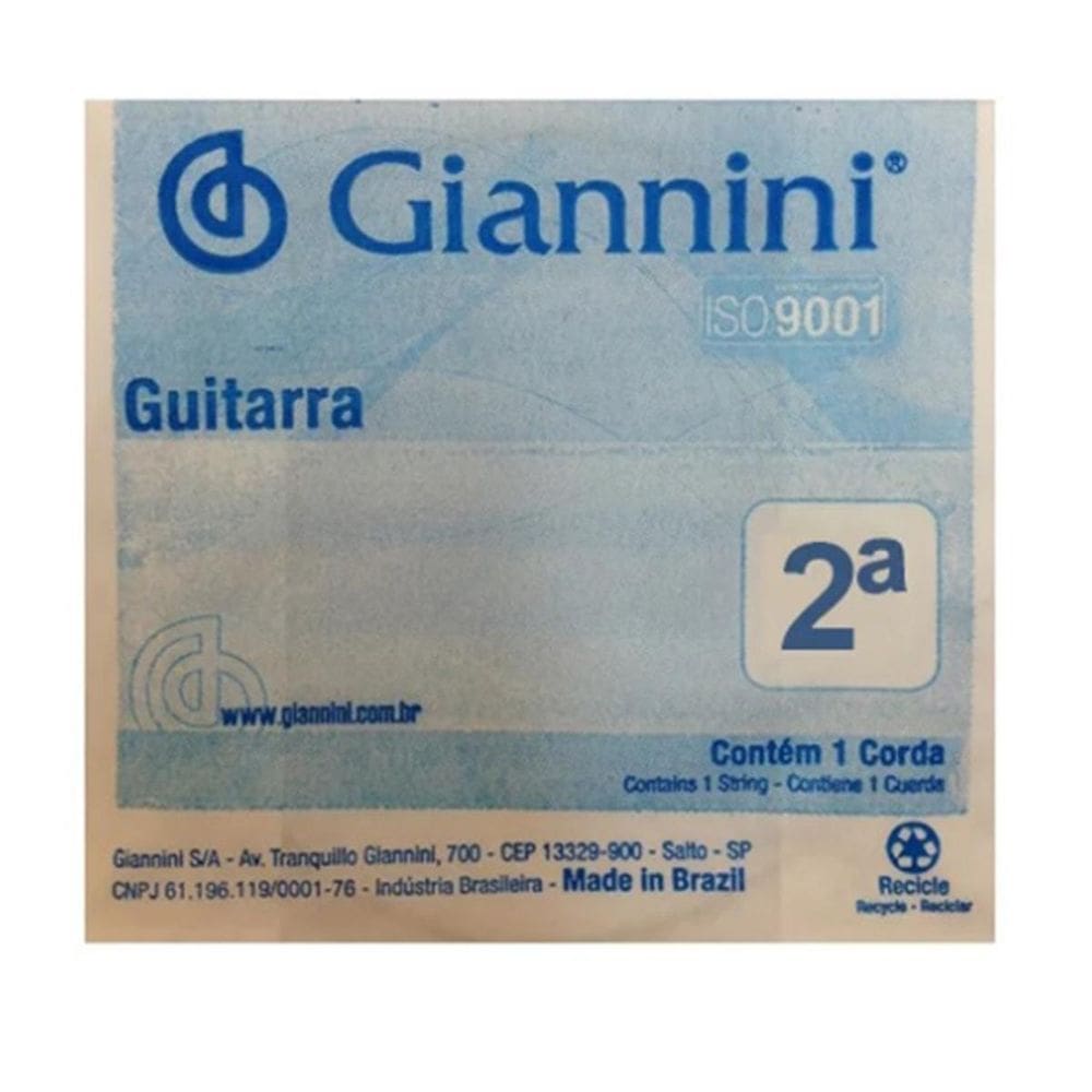 Corda Avulsa Giannini Geegst10 Segunda Si Para Guitarra