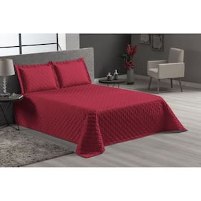 Cobre Leito Para Cama Casal Padrão 4 Peças Matelado Vermelho