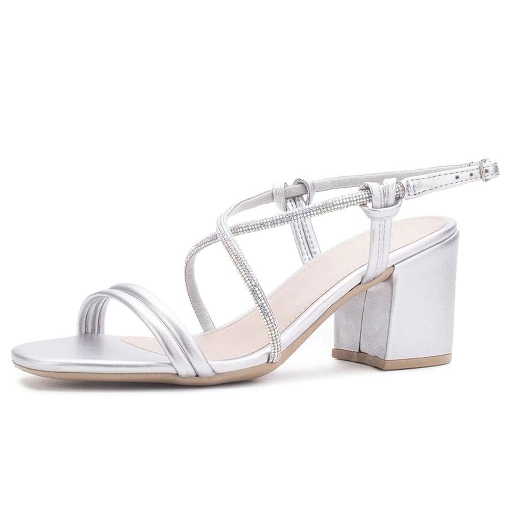 Sandalia Feminina Salto Medio Tiras Brilho Sua Cia8186.15154