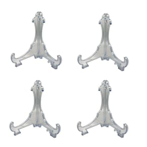 Kit 4 Peças Suporte Para Pratos Acrílico Transparente 24Cm