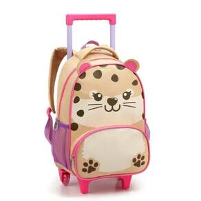 Mochila Rodinhas Oncinha Gatinho Escolar Orelinha Infantil