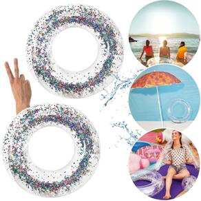 Kit Com 2 Boias Infláveis Premium 80Cm Com Glitter Multiuso