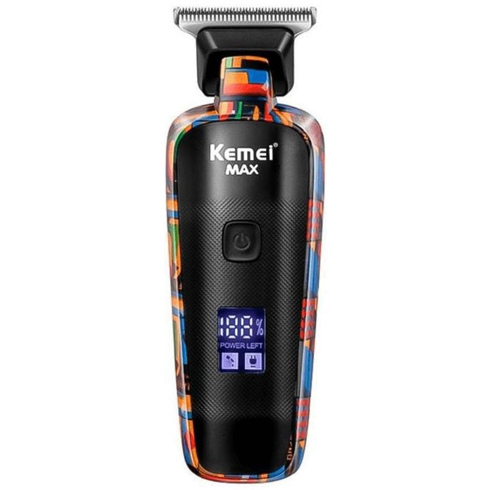 Máquina De Cortar Barba Cabelo Kemei A Bateria Visor Digital