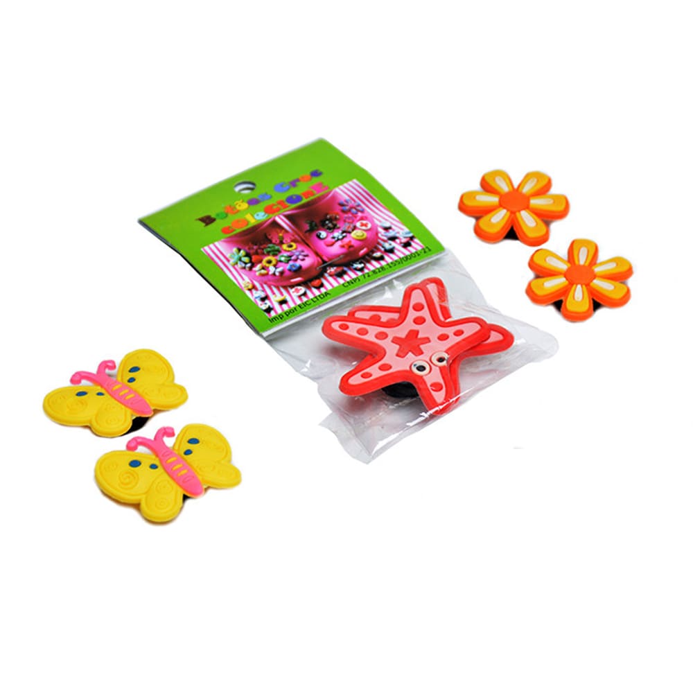 2 Pacotinhos de Pins Botons Para Croc Kit Sandalias (variados - Meninas )