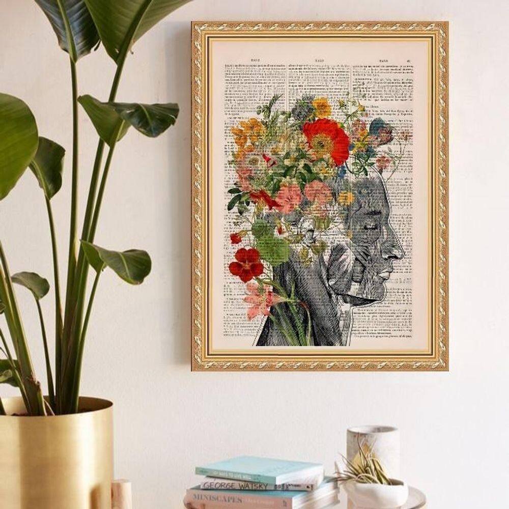 Quadro Decorativo Floral Fisiologia 33X24Cm - Com Vidro