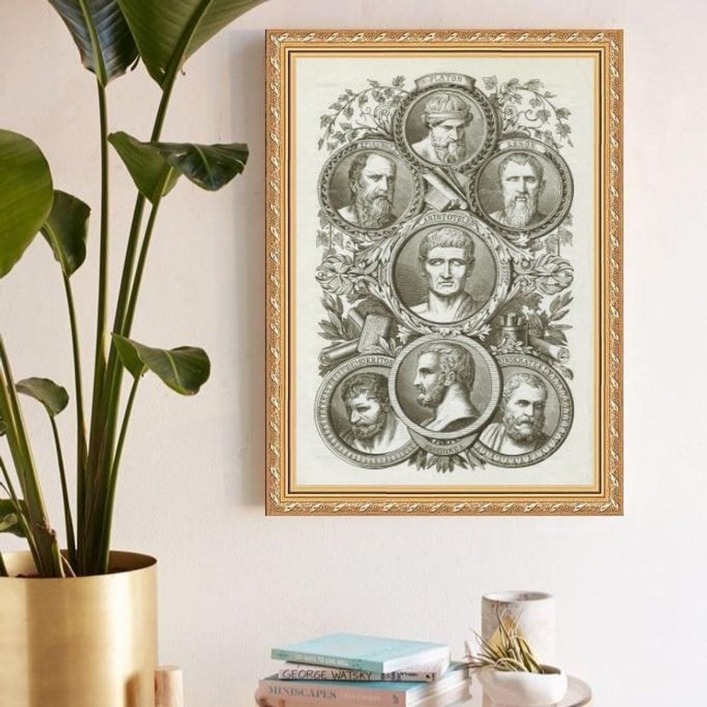 Quadro Decorativo Filósofos Gregos Vintage 24X18Cm - Vidro
