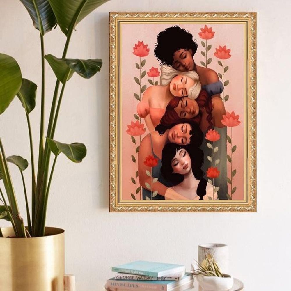 Quadro Decorativo Diversidade Feminina 45X34Cm - Com Vidro