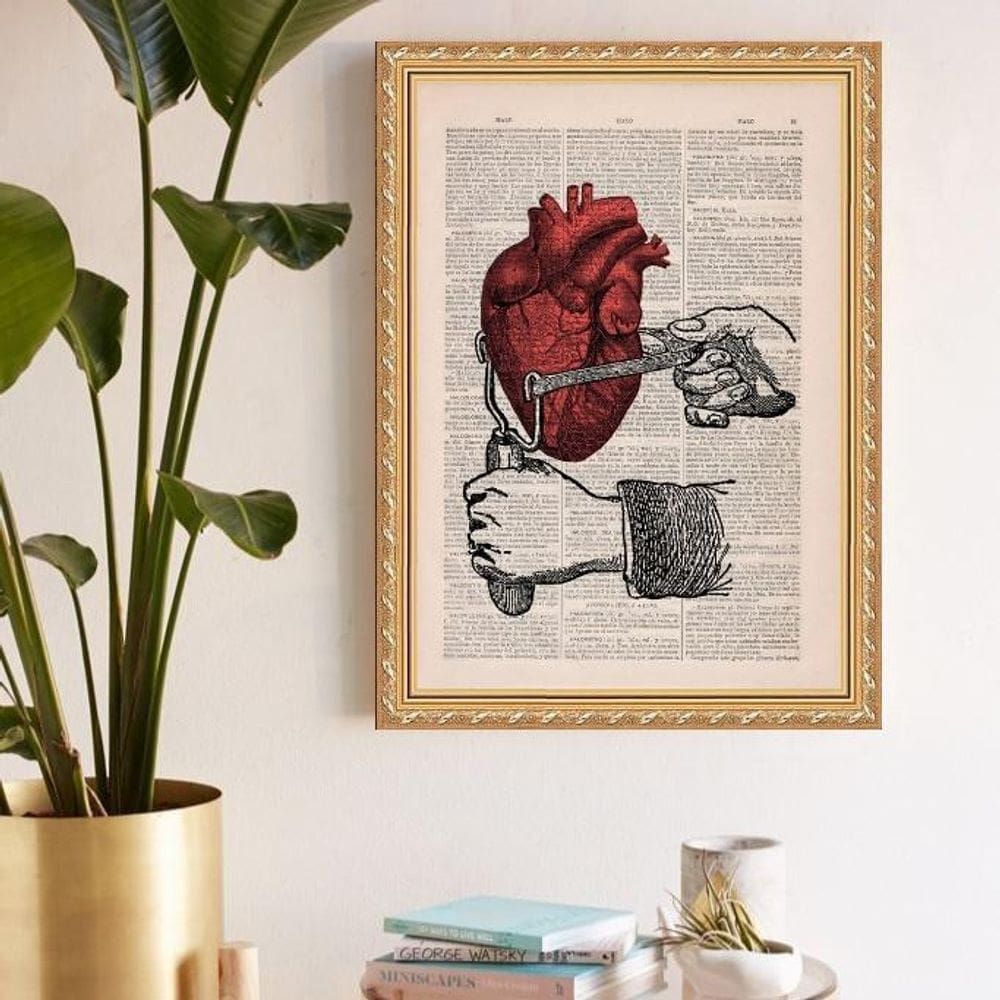 Quadro Decorativo Coração Vintage 33X24Cm