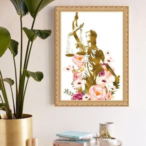 Quadro Decorativo Justiça Floral Aquarela 33X24Cm